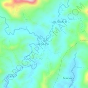 Carte topographique Belalona, altitude, relief