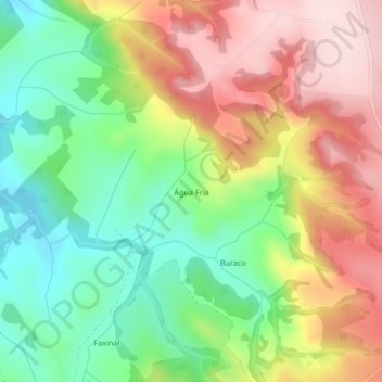 Carte topographique Água Fria, altitude, relief