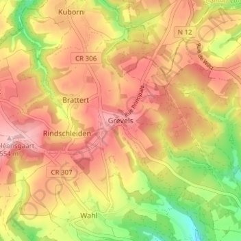 Carte topographique Grevels, altitude, relief