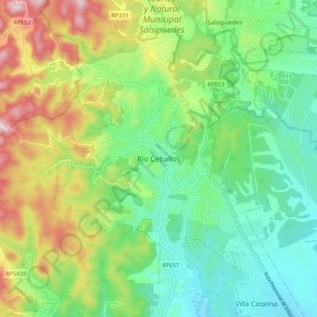 Carte topographique Río Ceballos, altitude, relief