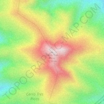 Carte topographique Cerro Tres Picos, altitude, relief