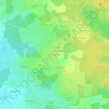 Carte topographique Le Gros Ormeau, altitude, relief