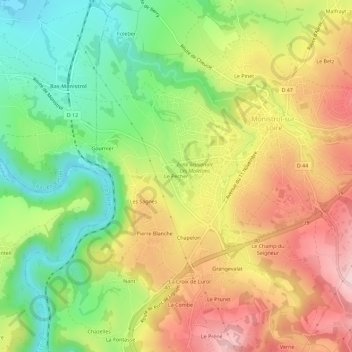 Carte topographique Le Pecher, altitude, relief