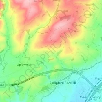 Carte topographique Whitnage, altitude, relief