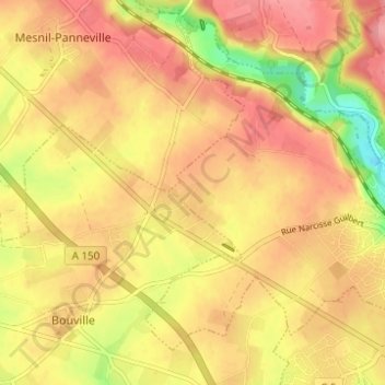 Carte topographique Hameau de la Route, altitude, relief