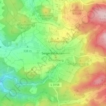 Carte topographique Seigertshausen, altitude, relief
