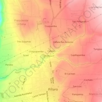 Carte topographique Callate, altitude, relief