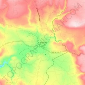 Carte topographique Coroneo, altitude, relief
