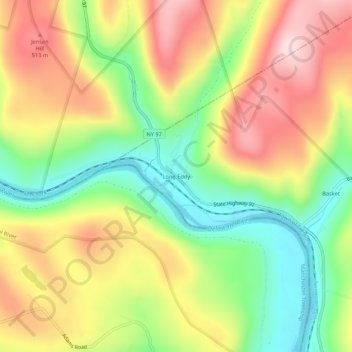 Carte topographique Long Eddy, altitude, relief