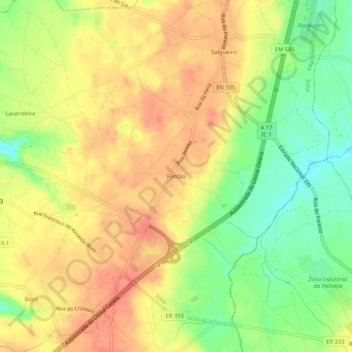 Carte topographique Fontão, altitude, relief