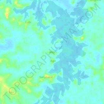 Carte topographique Alibi, altitude, relief