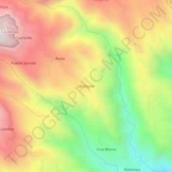 Carte topographique Las Cruces, altitude, relief