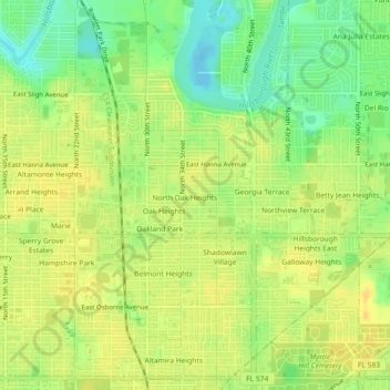 Carte topographique Oakhurst, altitude, relief