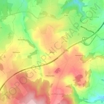 Carte topographique Bessat, altitude, relief