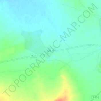 Carte topographique Gollo, altitude, relief