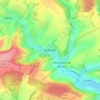 Carte topographique Ibthorpe, altitude, relief