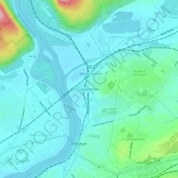 Carte topographique Upper Pittston, altitude, relief