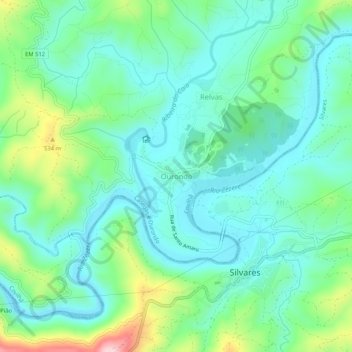 Carte topographique Ourondo, altitude, relief