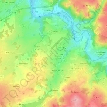 Carte topographique Lachaud, altitude, relief