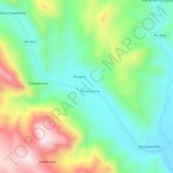 Carte topographique Accopujio, altitude, relief