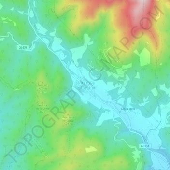 Carte topographique Sant Esteve de Llémena, altitude, relief