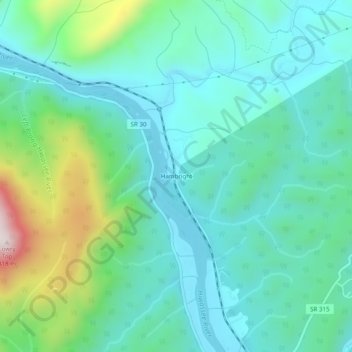 Carte topographique Hambright, altitude, relief