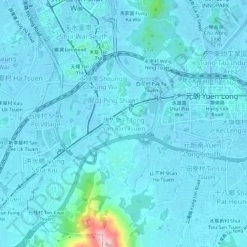 Carte topographique Tong Yan San Tsuen, altitude, relief