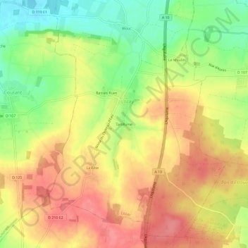 Carte topographique Tartifume, altitude, relief