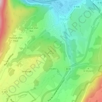 Carte topographique Planet, altitude, relief