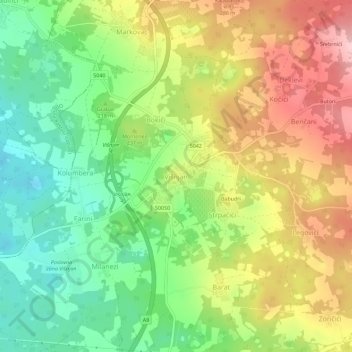 Carte topographique Visignano, altitude, relief