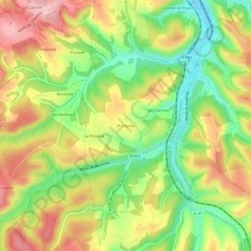 Carte topographique Al Cayrou, altitude, relief