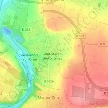 Carte topographique Saint-Martin-de-Fontenay, altitude, relief