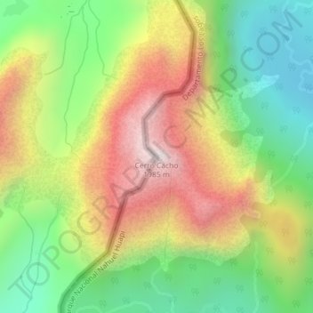 Carte topographique Cerro Cacho, altitude, relief