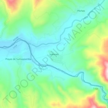 Carte topographique Jubones, altitude, relief