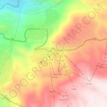 Carte topographique Aayoun El Siman, altitude, relief