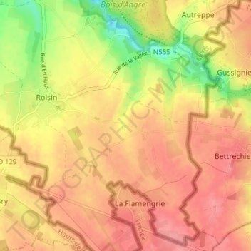 Carte topographique Meaurain, altitude, relief