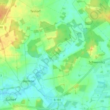 Carte topographique Bruchwedel, altitude, relief