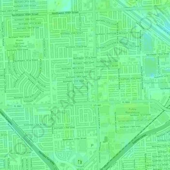 Carte topographique Cloverleaf Park, altitude, relief