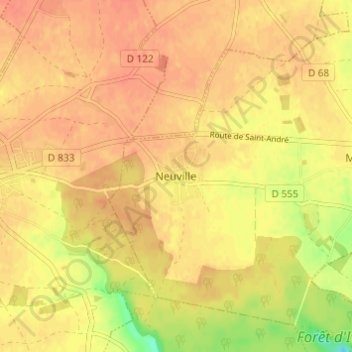 Carte topographique Neuville, altitude, relief