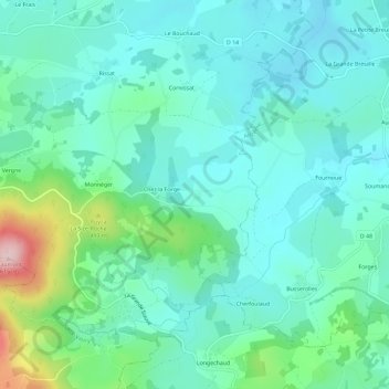 Carte topographique Cherbétoux, altitude, relief