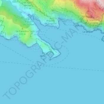 Carte topographique Calanque du Cancèu, altitude, relief