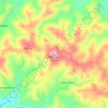 Carte topographique Vale Covo, altitude, relief