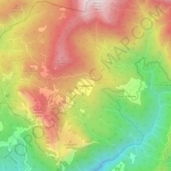 Carte topographique Campaiana, altitude, relief