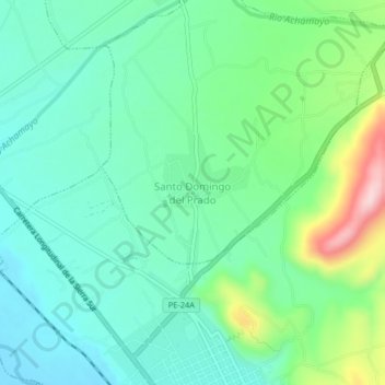 Carte topographique Santo Domingo del Prado, altitude, relief