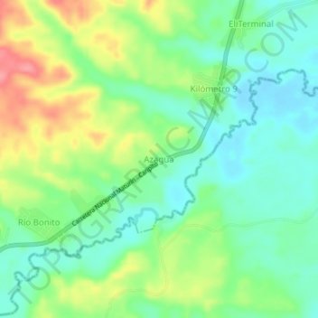 Carte topographique Azagua, altitude, relief