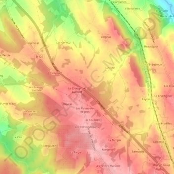 Carte topographique L'Allée de Luchapt, altitude, relief