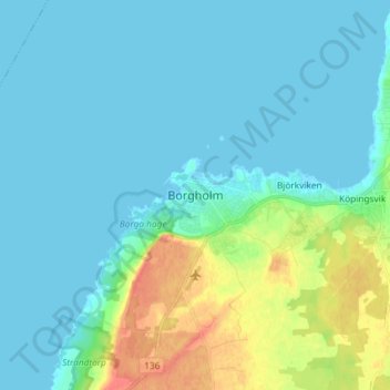 Carte topographique Borgholm, altitude, relief