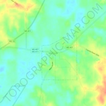 Carte topographique McCool, altitude, relief