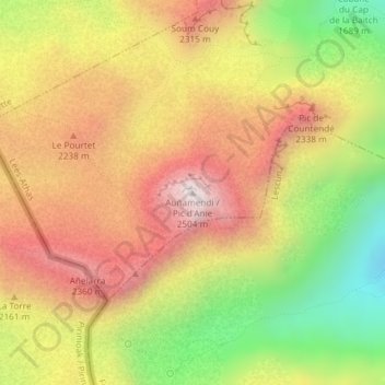 Carte topographique Pic d'Anie, altitude, relief