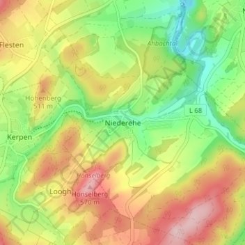 Carte topographique Niederehe, altitude, relief